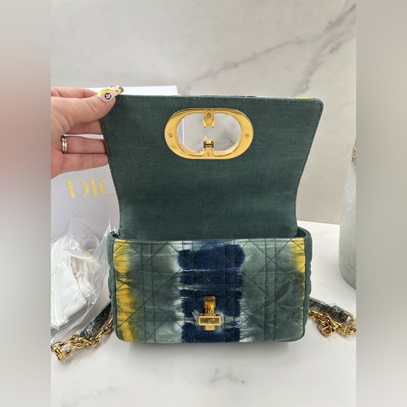 🔥NEW! DIOR•Denim Tie-Dye Cannage Caro Bag Small - Picture 9 of 13